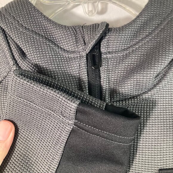 Mens Spyder Polar Pullover Half Zip Hoodie Soft Shell Jacket Gray Black M Polyes - Picture 3 of 11